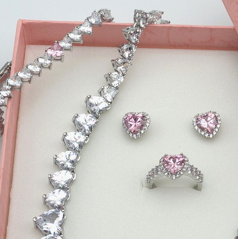 CHERIE - THE PINK DREAM BOX - SET  abbinato  Collier cubic zirconia forma di cuore