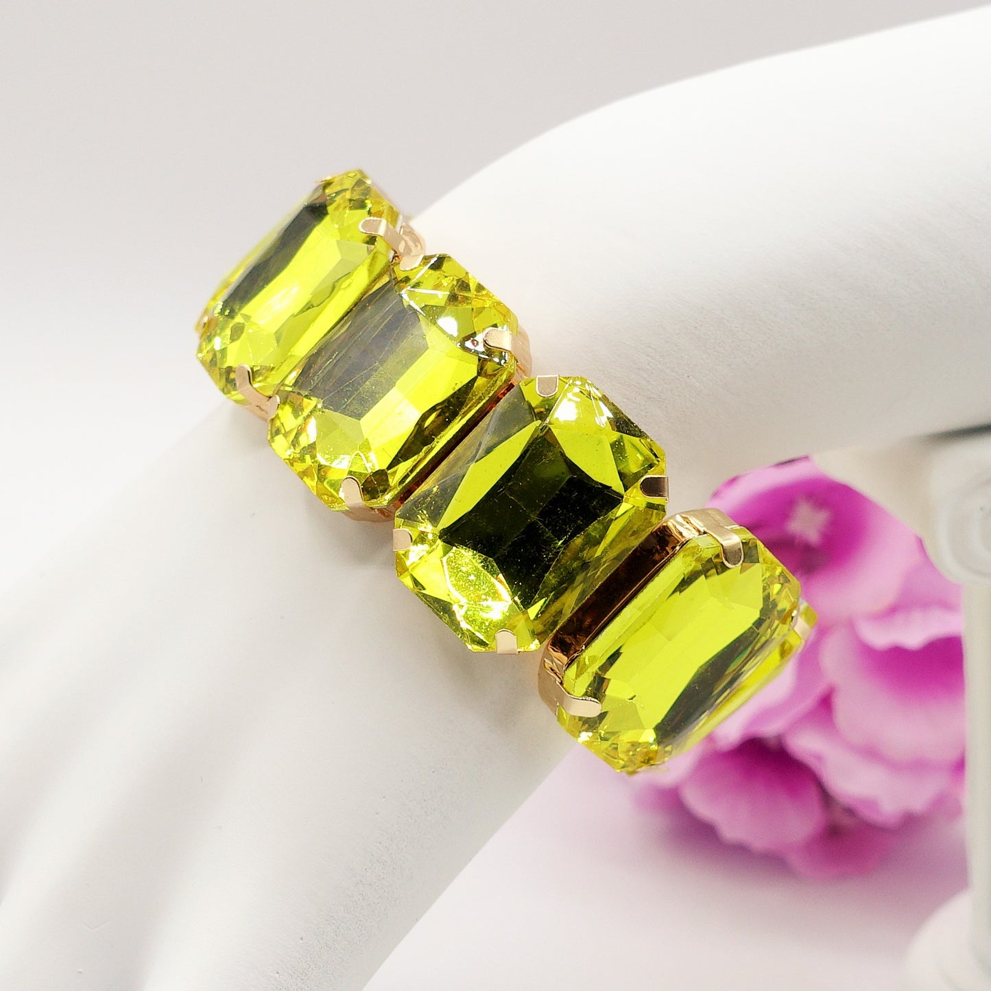 MARGOT LUXE - Bracciale elasticizzato con pietre sfaccettate -luce colection