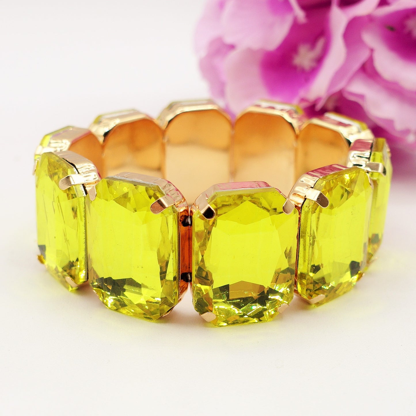 MARGOT LUXE - Bracciale elasticizzato con pietre sfaccettate -luce colection