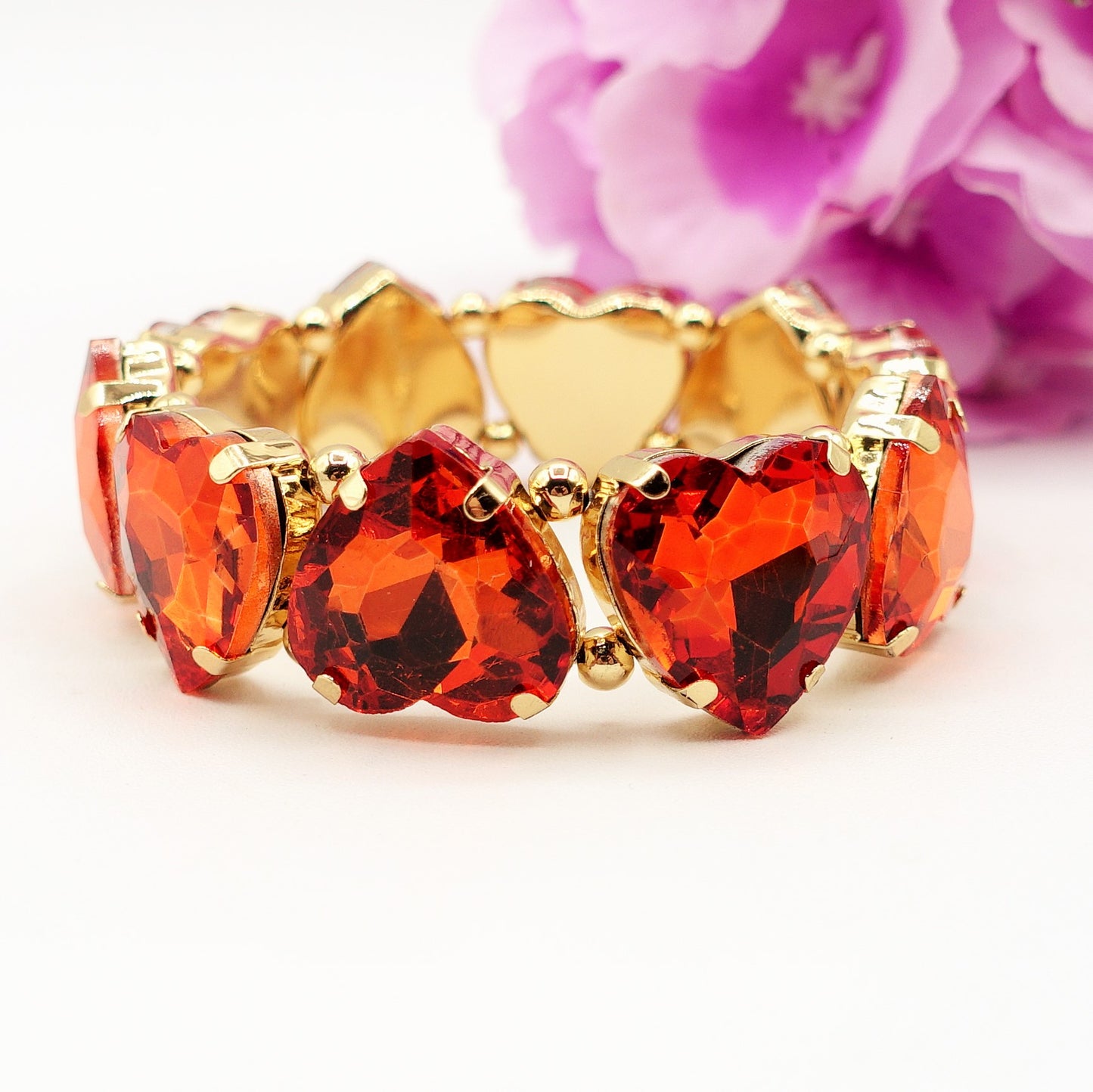 LUCE HEARTS- -Bracciale elasticizzato con pietre a cuore sfaccettate