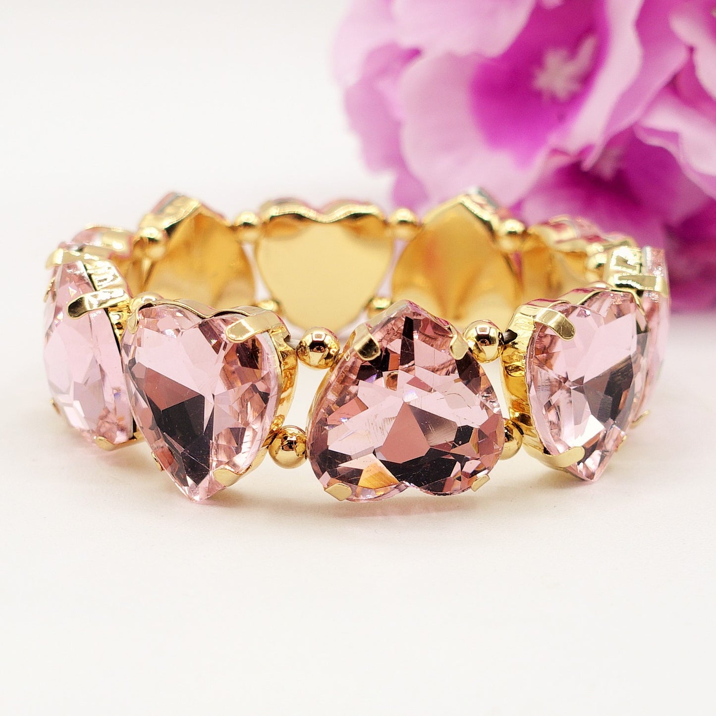 LUCE HEARTS- -Bracciale elasticizzato con pietre a cuore sfaccettate