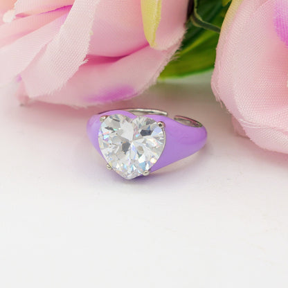 ISABELLE FLUO ~ Anello in ACCIAIO INOSSIDABILE smaltato con CUBIC ZIRCONIA