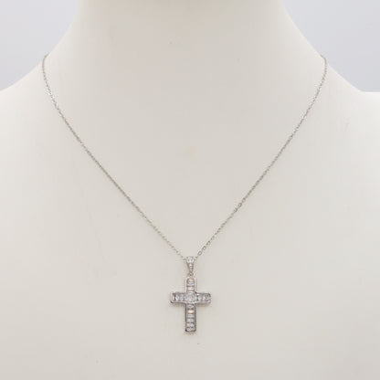 YVETTE - ACCIAIO INOSSIDABILE- Collana con pendente croce in cubic zirconia