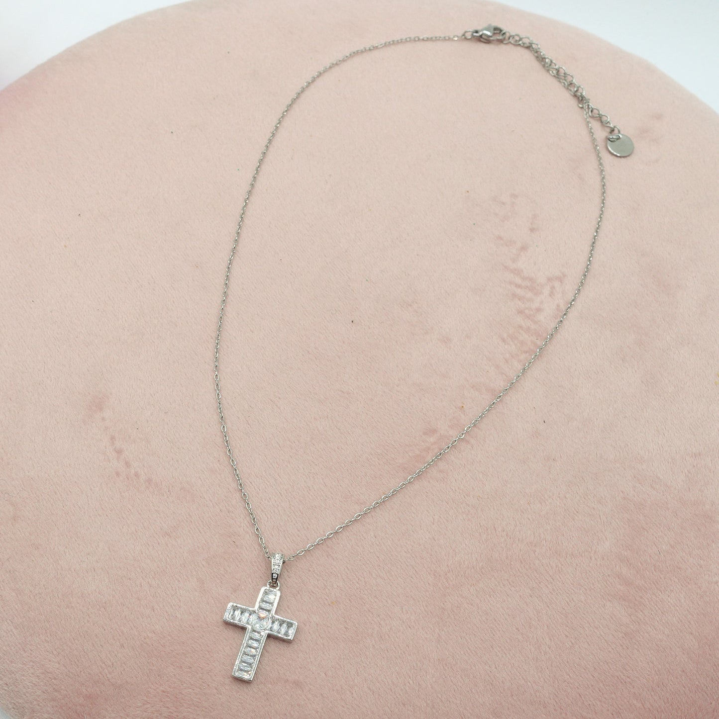 YVETTE - ACCIAIO INOSSIDABILE- Collana con pendente croce in cubic zirconia