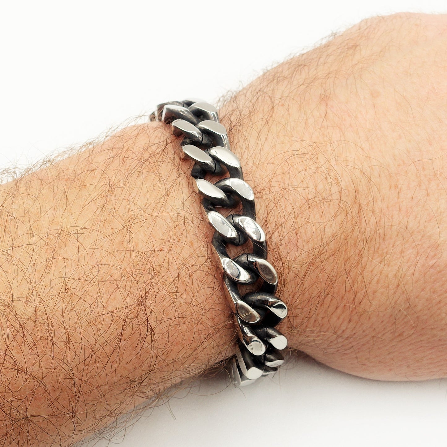 Bracciale uomo catena GROUMETTE brunita XL ACCIAIO