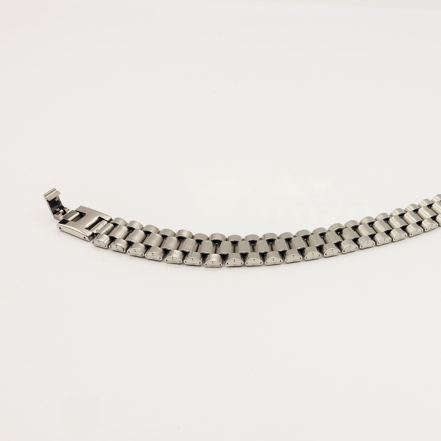 BRACCIALE uomo ACCIAIO catena tripla maglia orologio