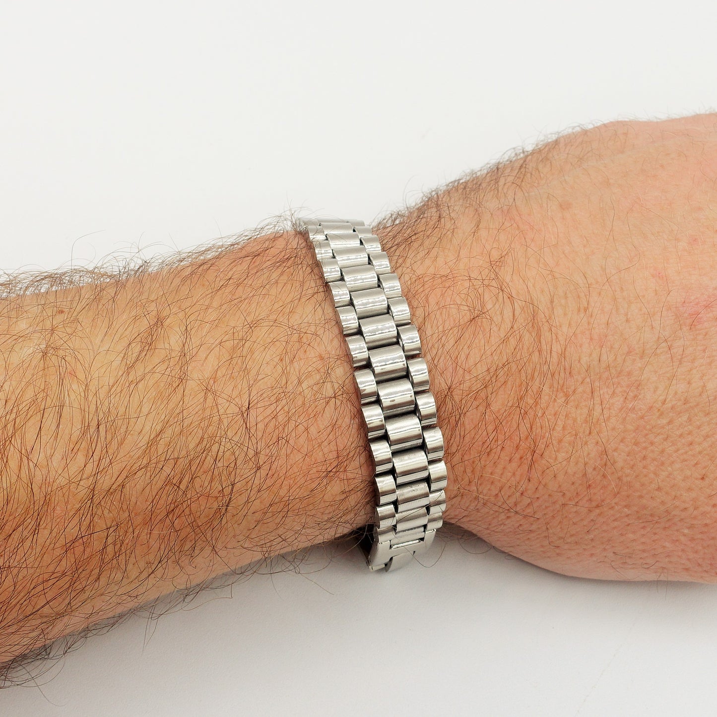 BRACCIALE uomo ACCIAIO catena tripla maglia orologio