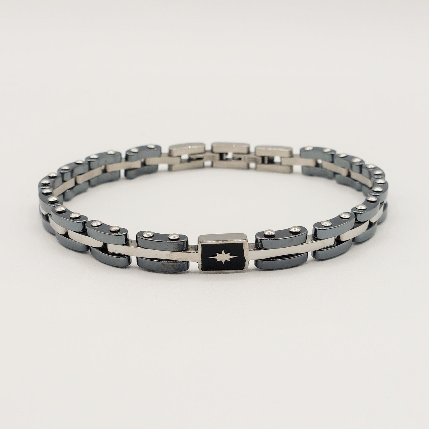 BRACCIALE uomo ACCIAIO catena bicicletta + placca acciaio