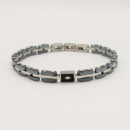 BRACCIALE uomo ACCIAIO catena bicicletta + placca acciaio