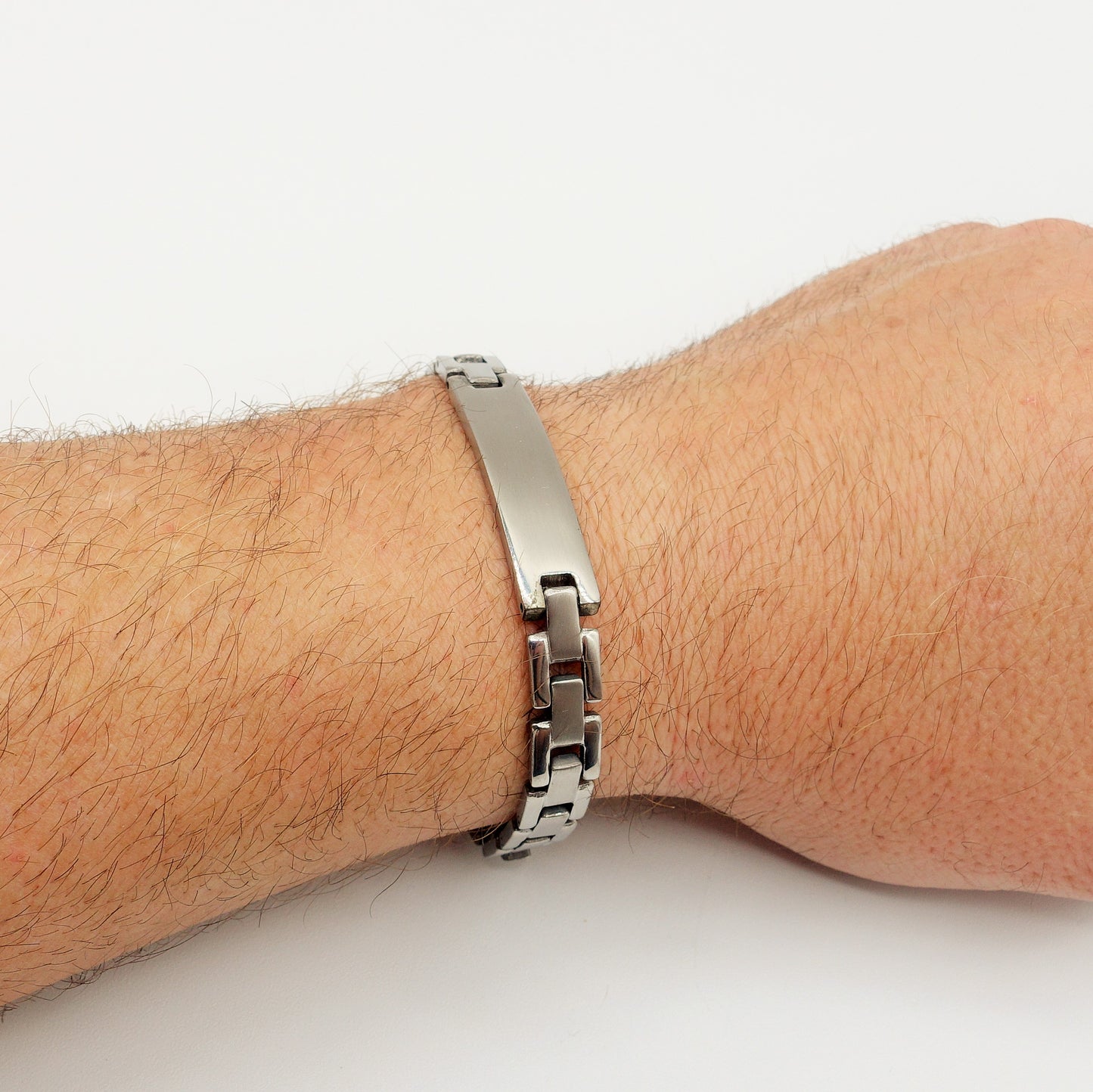Bracciale uomo catena GROUMETTE 1cm con placca ACCIAIO