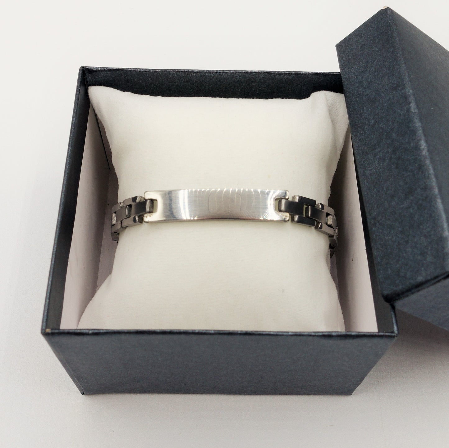 Bracciale uomo catena GROUMETTE 1cm con placca ACCIAIO