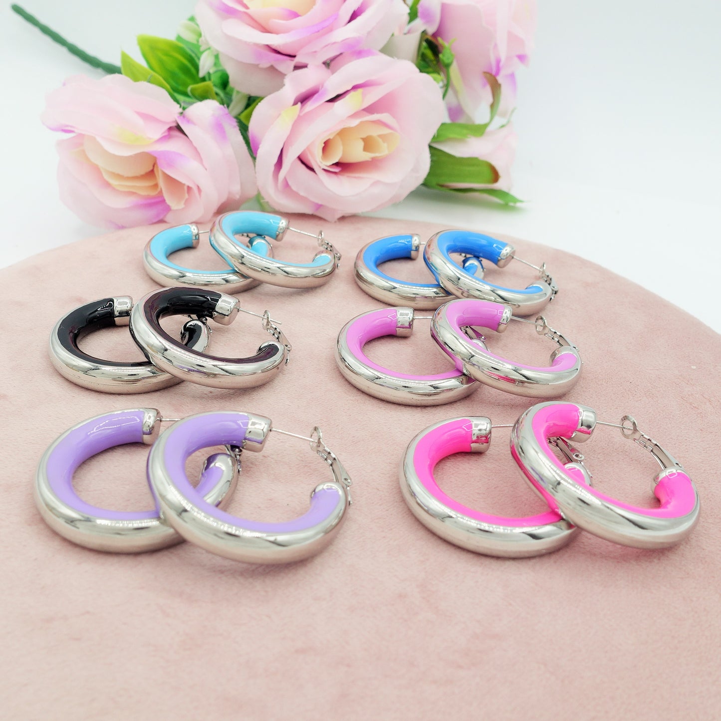 DREW - ACCIAIO INOSSIDABILE - Big Hoops orecchini a cerchio smaltati