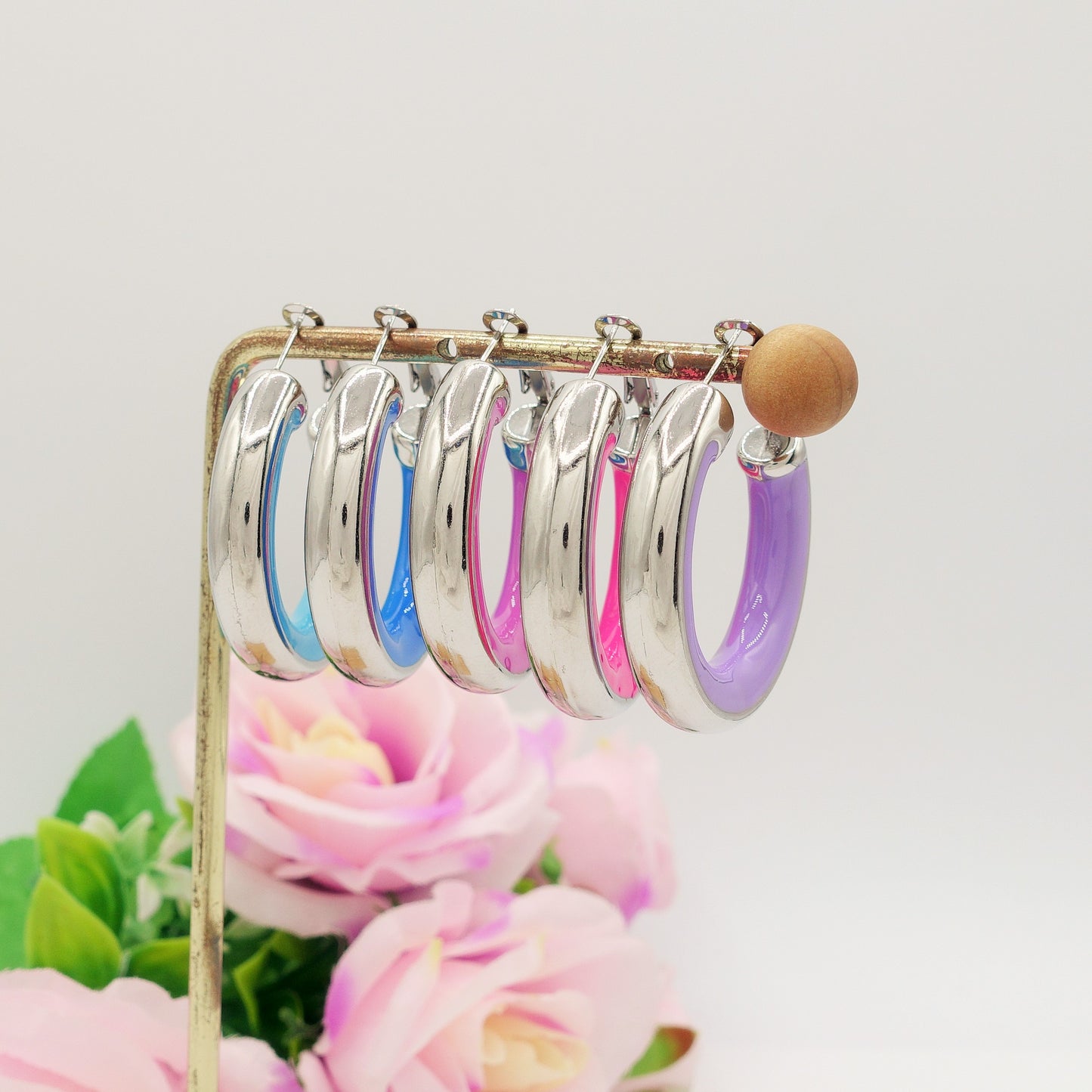DREW - ACCIAIO INOSSIDABILE - Big Hoops orecchini a cerchio smaltati