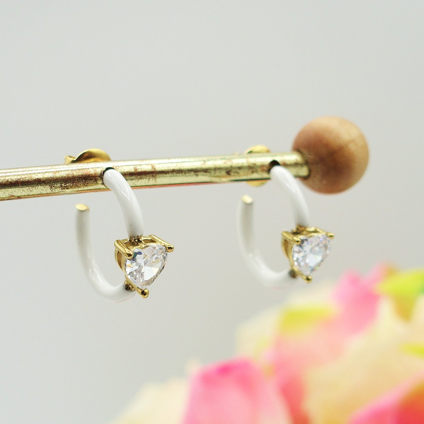 ROSE FLUO - HOOPS - acciaio inossidabile- 13 colori orecchini a cerchio smaltati con cubic zirconia