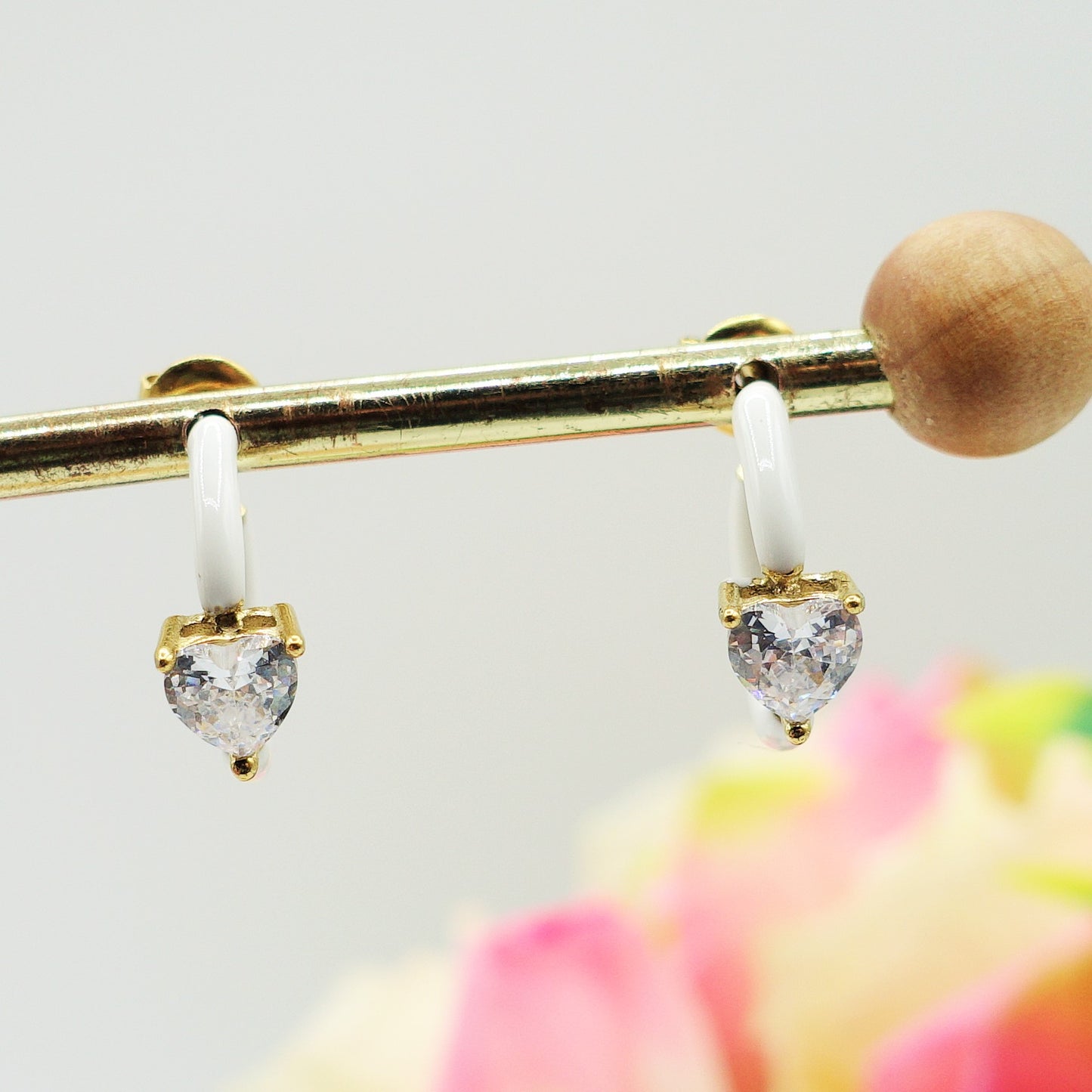 ROSE FLUO - HOOPS - acciaio inossidabile- 13 colori orecchini a cerchio smaltati con cubic zirconia