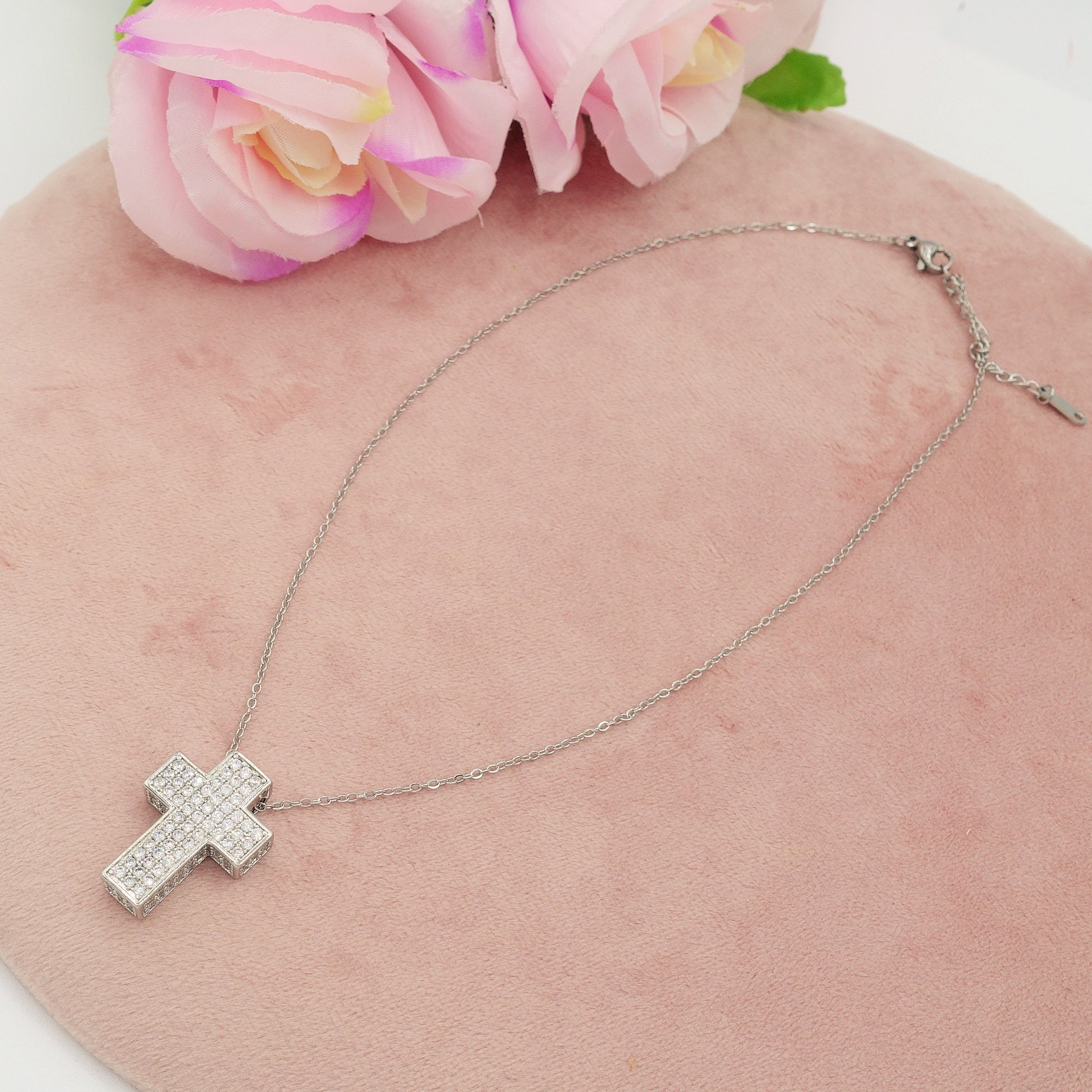 YAFEINI Collana a croce in argento sterling 925 con ciondolo a YAFEINI Collana a croce in argento sterling 925 con ciondolo a