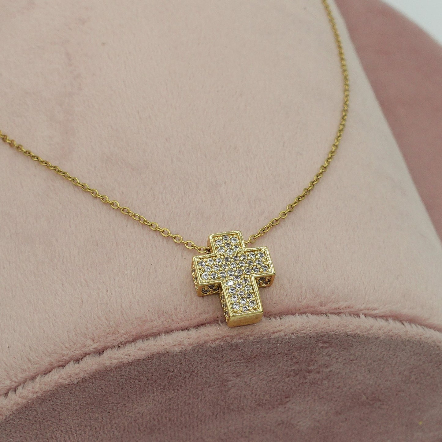 PHOEBE small - ACCIAIO INOSSIDABILE- Collana con pendente croce in cubic zirconia