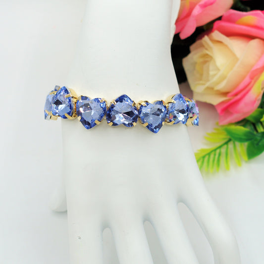 LUCE HEARTS MEDIUM-Bracciale elasticizzato con pietre a cuore sfaccettate
