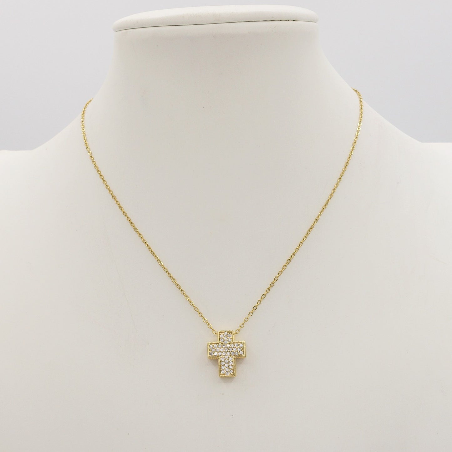 PHOEBE small - ACCIAIO INOSSIDABILE- Collana con pendente croce in cubic zirconia