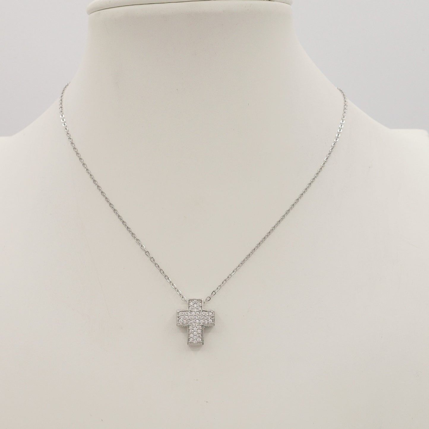 PHOEBE small - ACCIAIO INOSSIDABILE- Collana con pendente croce in cubic zirconia