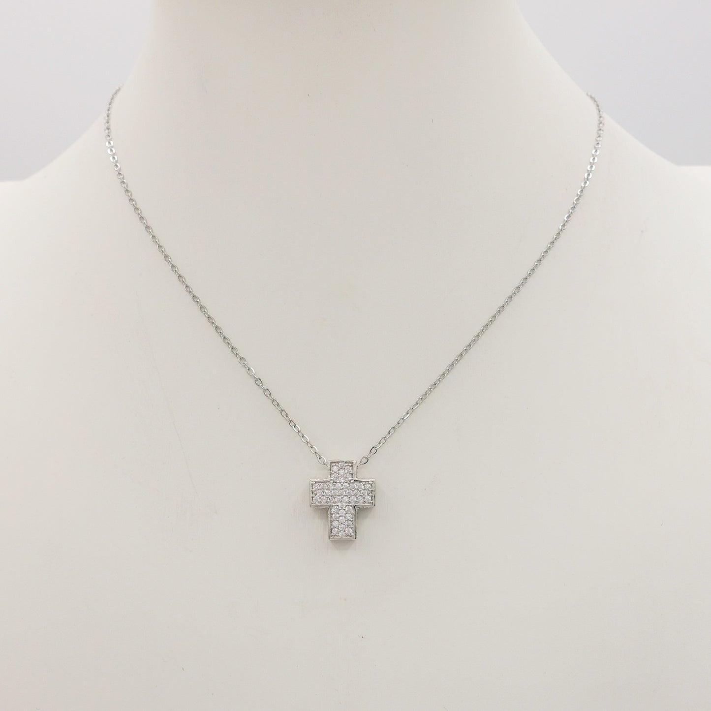 PHOEBE small - ACCIAIO INOSSIDABILE- Collana con pendente croce in cubic zirconia