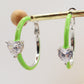 CHERIE FLUO - BIG hoops - orecchini a cerchio smaltati con cubic zirconia a forma di cuore