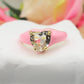 ISABELLE FLUO SMALL ~ Anello a cuore Smaltato con Cubic Zirconia- Regolabile