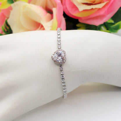 DIANA ~Chunky ~ Bracciale tennis con cuore in Cubic Zirconia