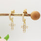 SYLVIE CROSS HOOPS ~ Orecchini mini cerchio zirconato con croce in cubic zirconia