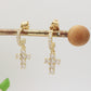SYLVIE CROSS HOOPS ~ Orecchini mini cerchio zirconato con croce in cubic zirconia