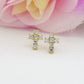 SYLVIE CROSS STUDS ~ Orecchini a lobo con croce in cubic zirconia