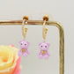 TEDDY CRYSTAL ~ Orecchini a cerchio con orsetto e Cubic Zirconia