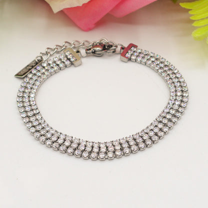 BELLATRIX ~ Bracciale Tennis  triplo in ACCIAIO INOSSIDABILE con cubic zirconia