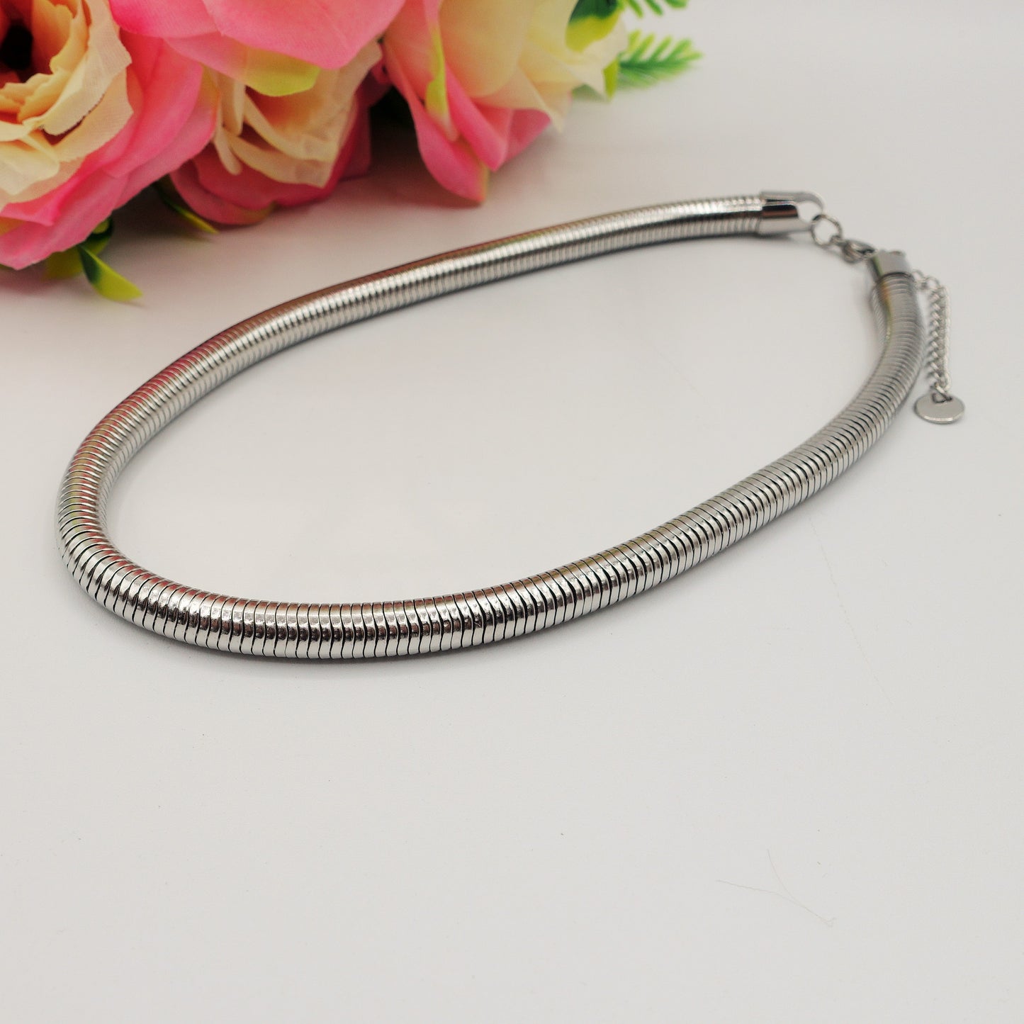 CASSANDRA ROUND ~ Collana tubogas tubolare ACCIAIO inossidabile