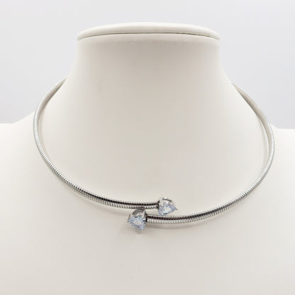 CASSANDRA HEARTS ~ Collana tubogas girocollo ACCIAIO inossidabile e cubic zirconia