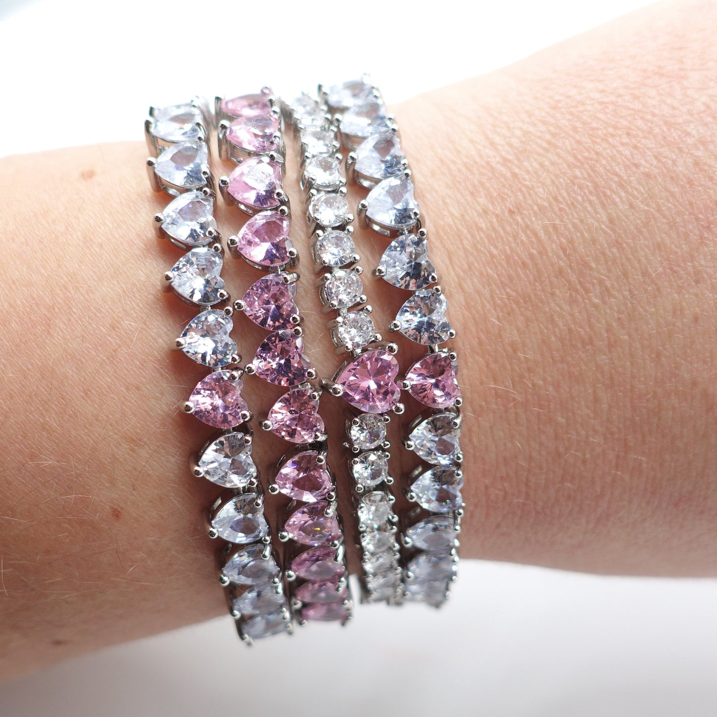 CHERIE - bracciale tennis con cubic zirconia a forma di cuore
