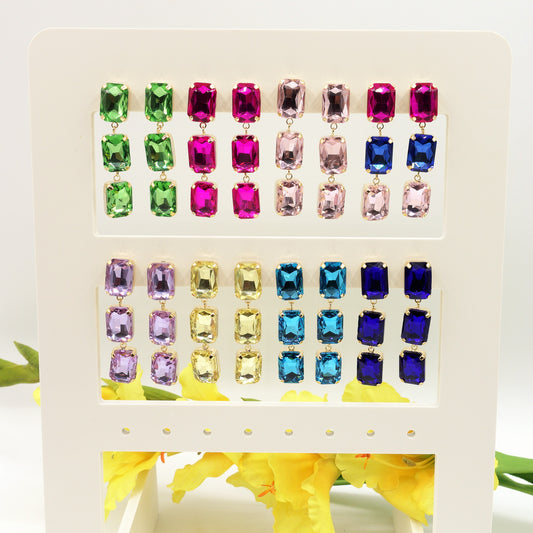 MARGOT DOUBLE SQUARE small - Paio Orecchini pendenti con pietre sfaccettate