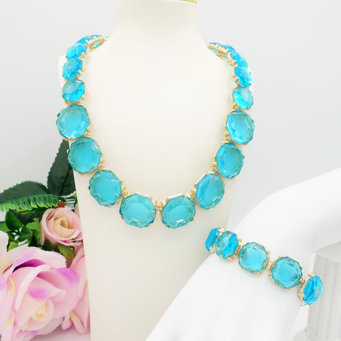 YVONNE SET - Collier e Bracciale con cristalli sfaccettati