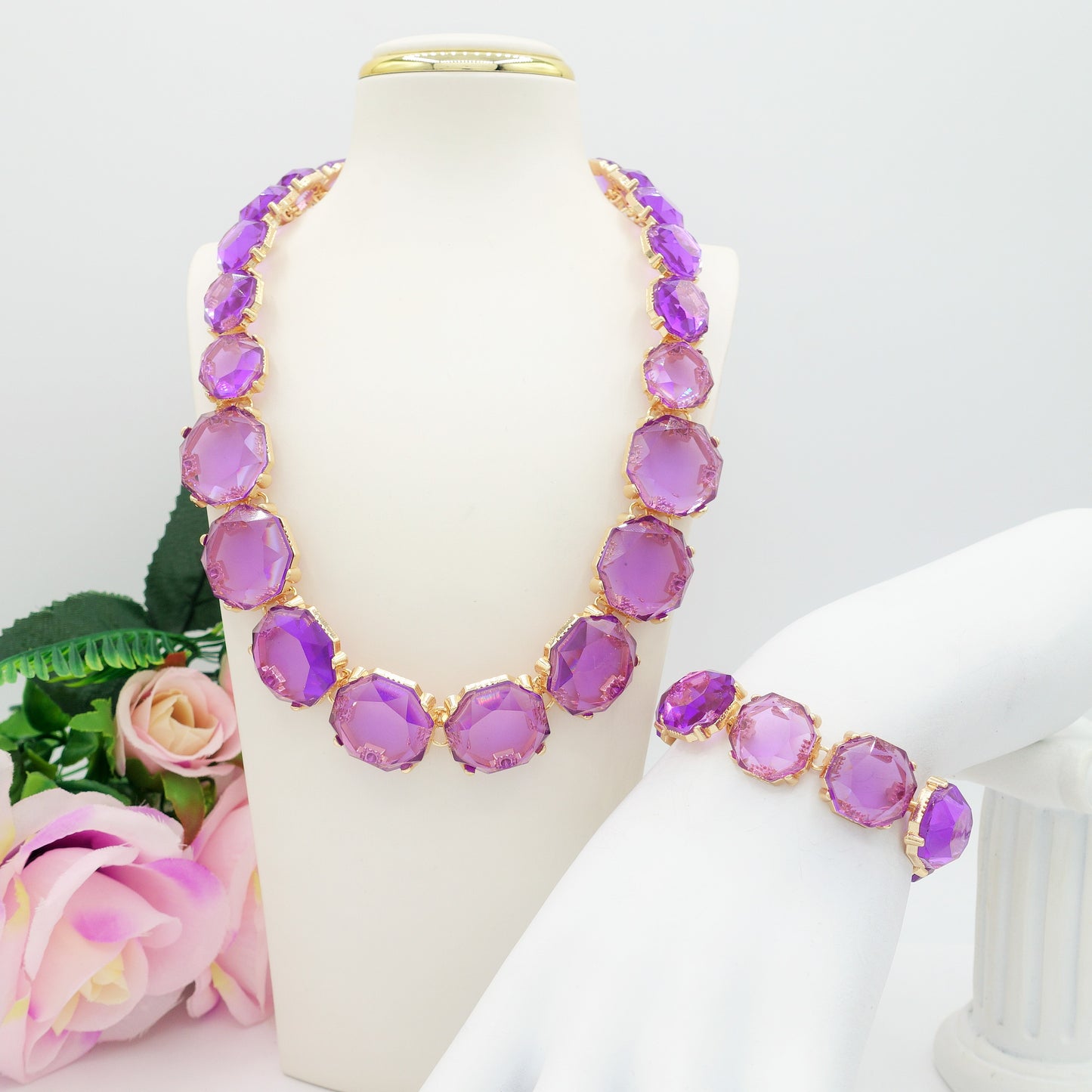 YVONNE SET - Collier e Bracciale con cristalli sfaccettati