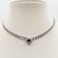 JASMINE ~ ACCIAIO INOSSIDABILE - collana choker in catena con Cubic zirconia a forma di cuore