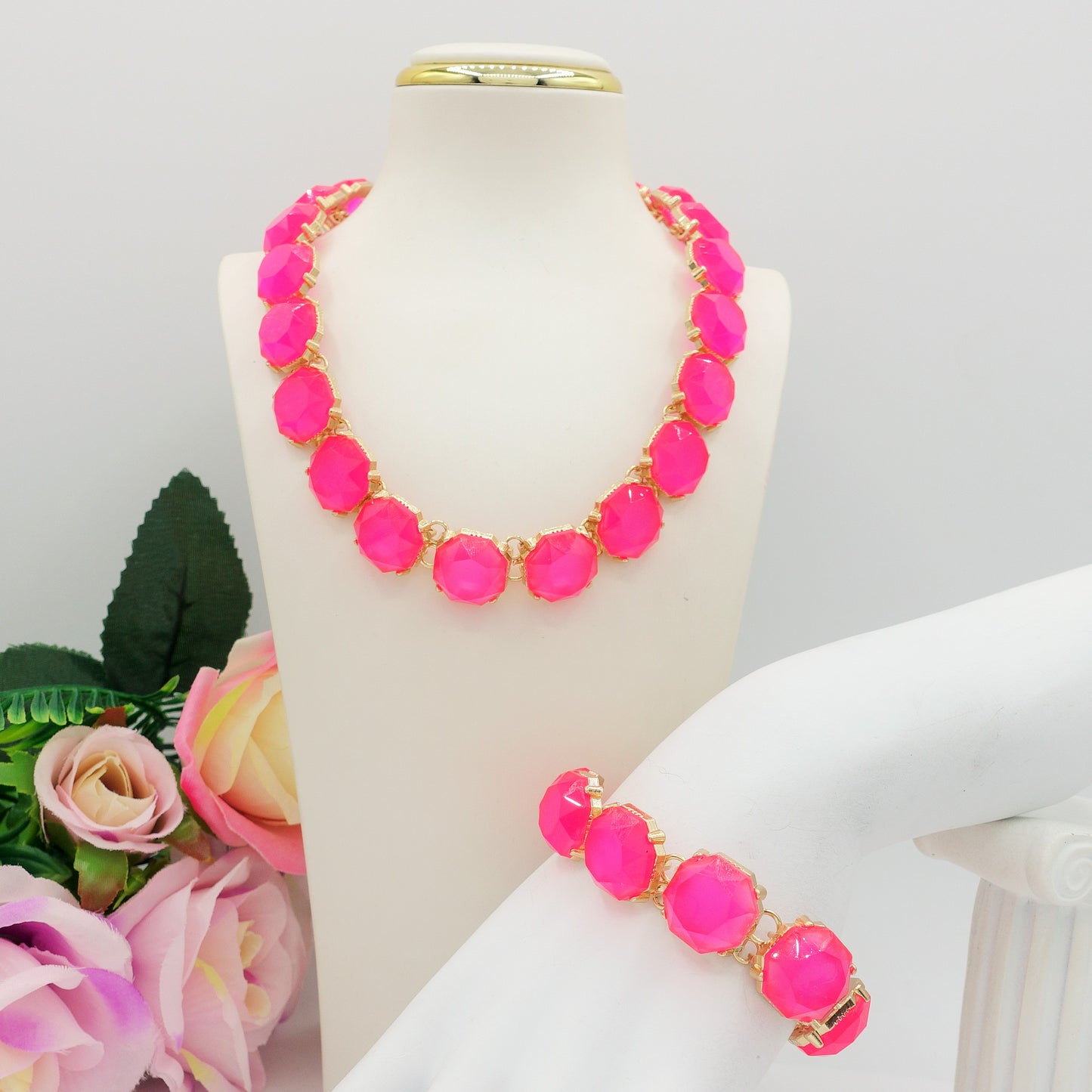 YVONNE SET - Collier e Bracciale con cristalli sfaccettati