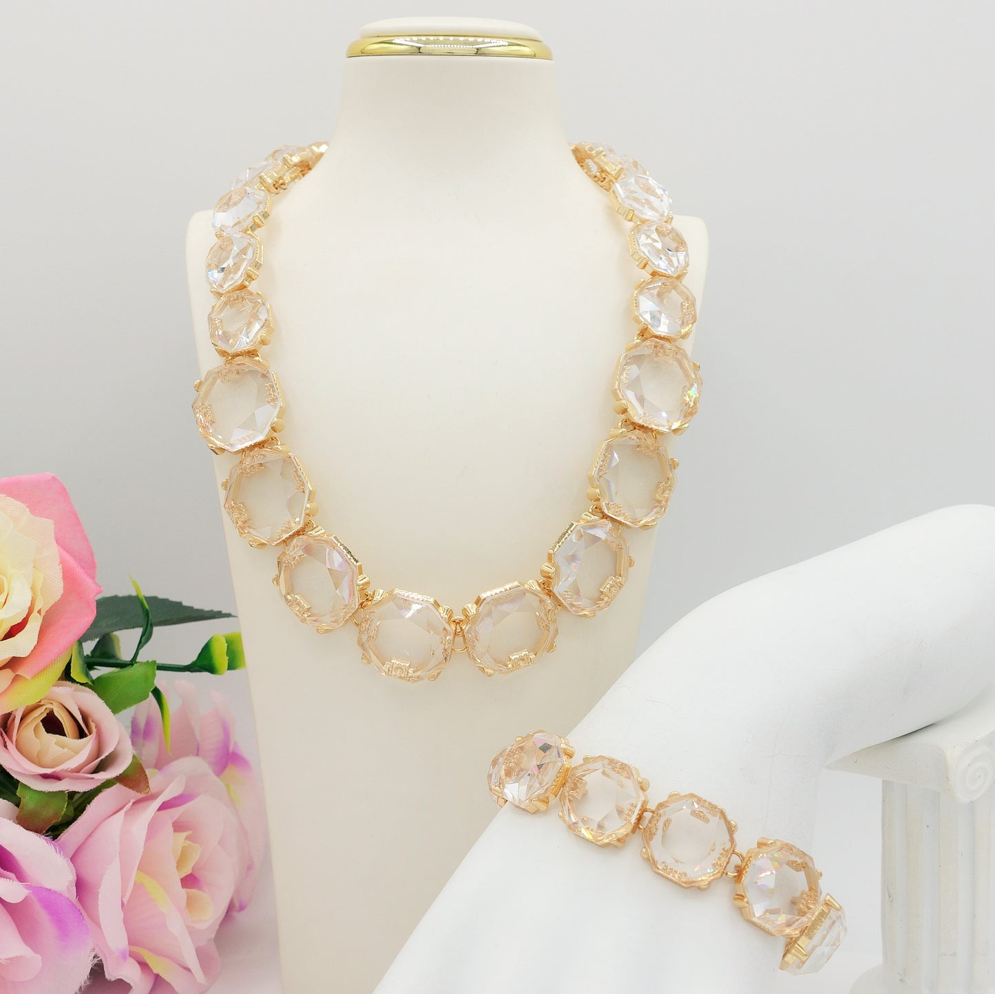 YVONNE SET - Collier e Bracciale con cristalli sfaccettati