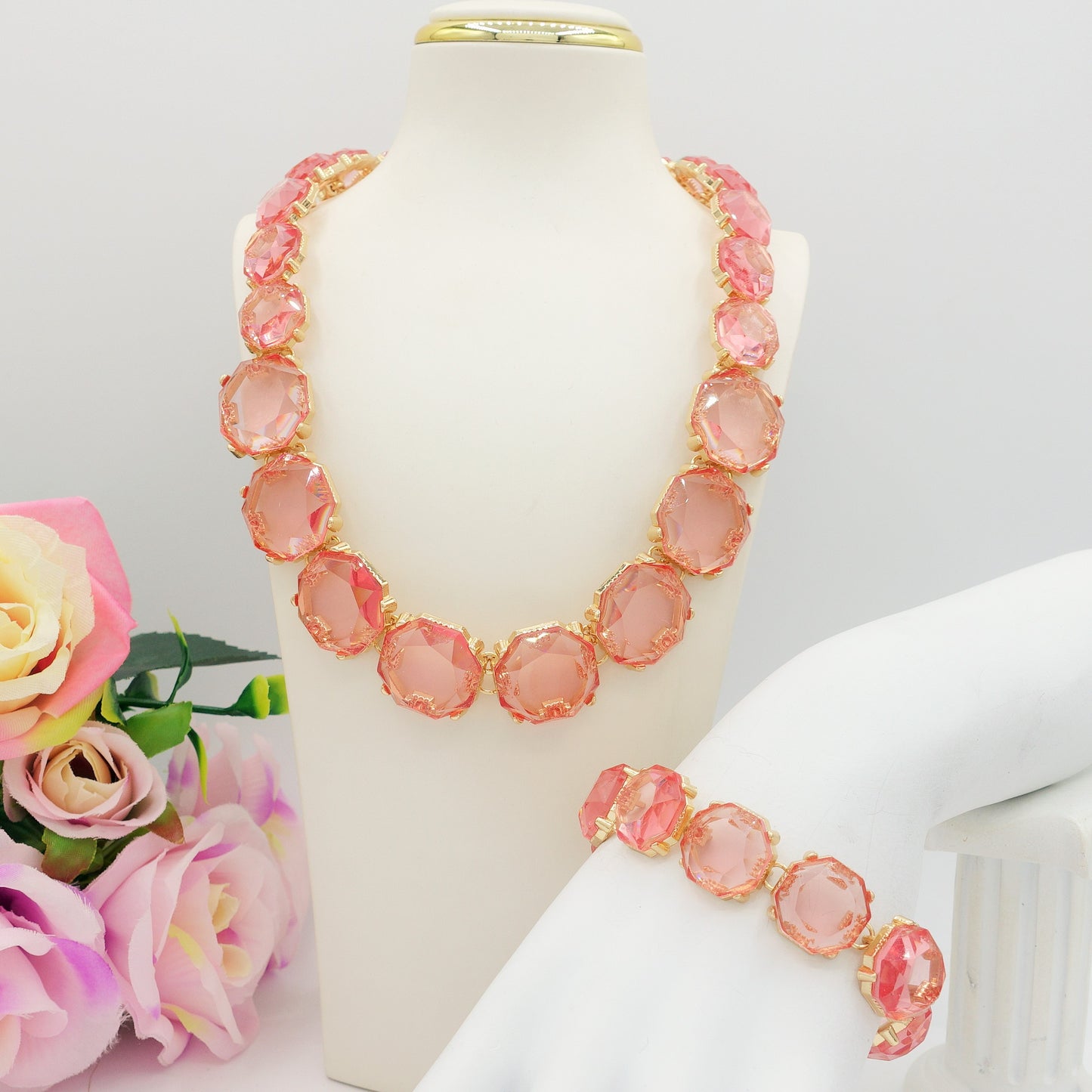 YVONNE SET - Collier e Bracciale con cristalli sfaccettati