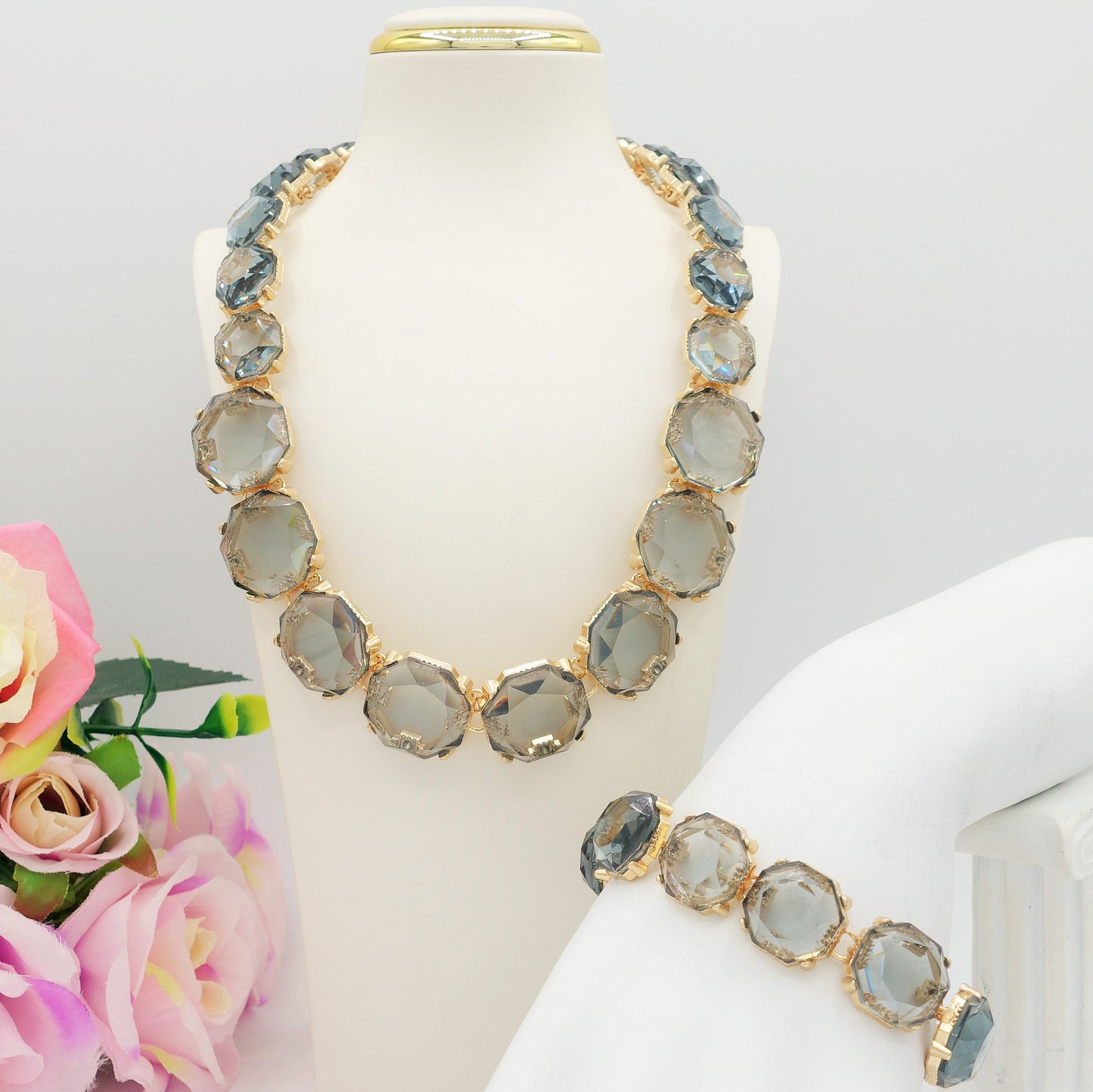 YVONNE SET - Collier e Bracciale con cristalli sfaccettati
