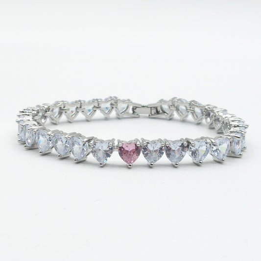 CHERIE - bracciale tennis con cubic zirconia a forma di cuore