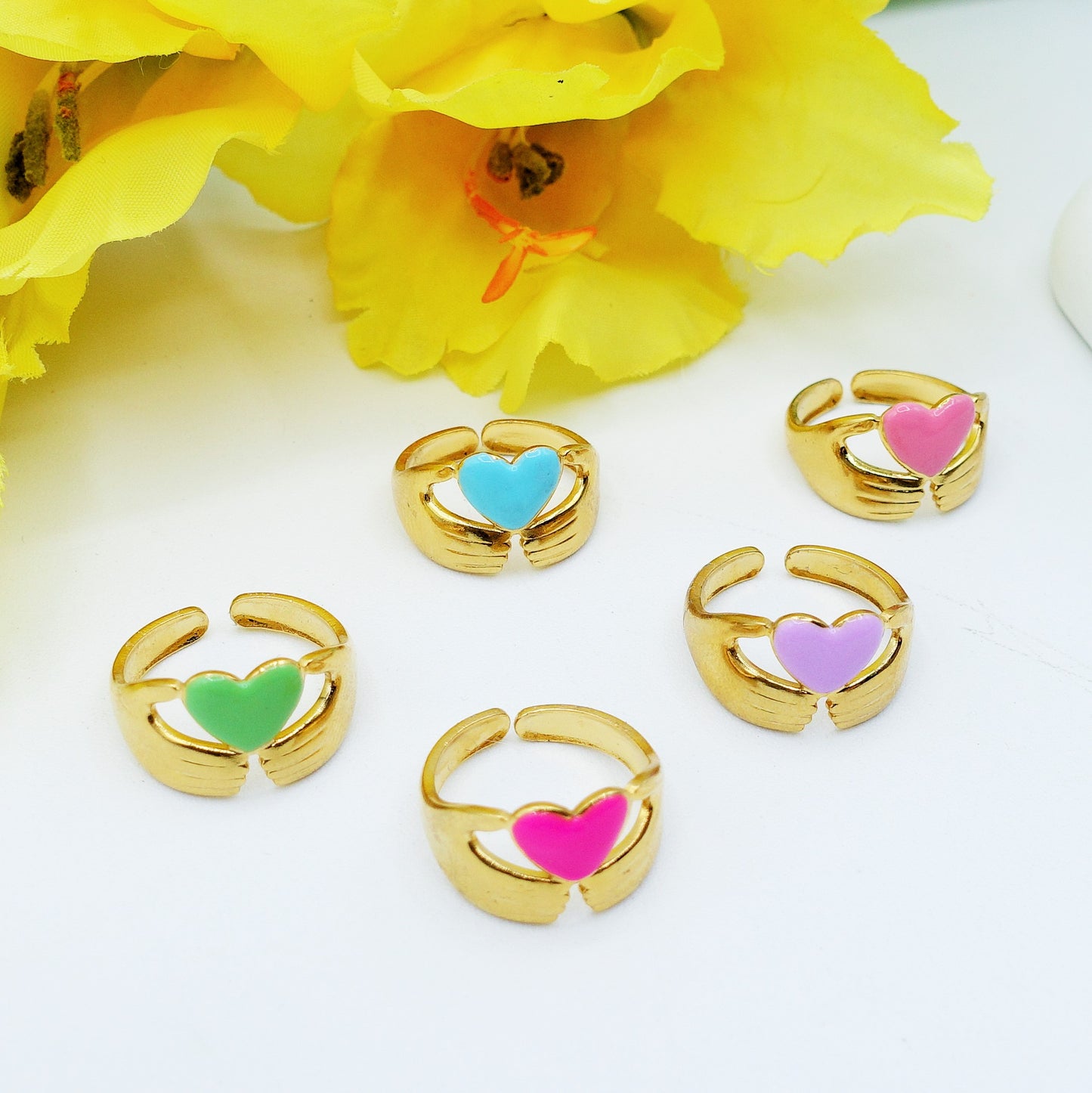 RUBY ~ Anello SMALTATO regolabile ACCIAIO INOSSIDABILE
