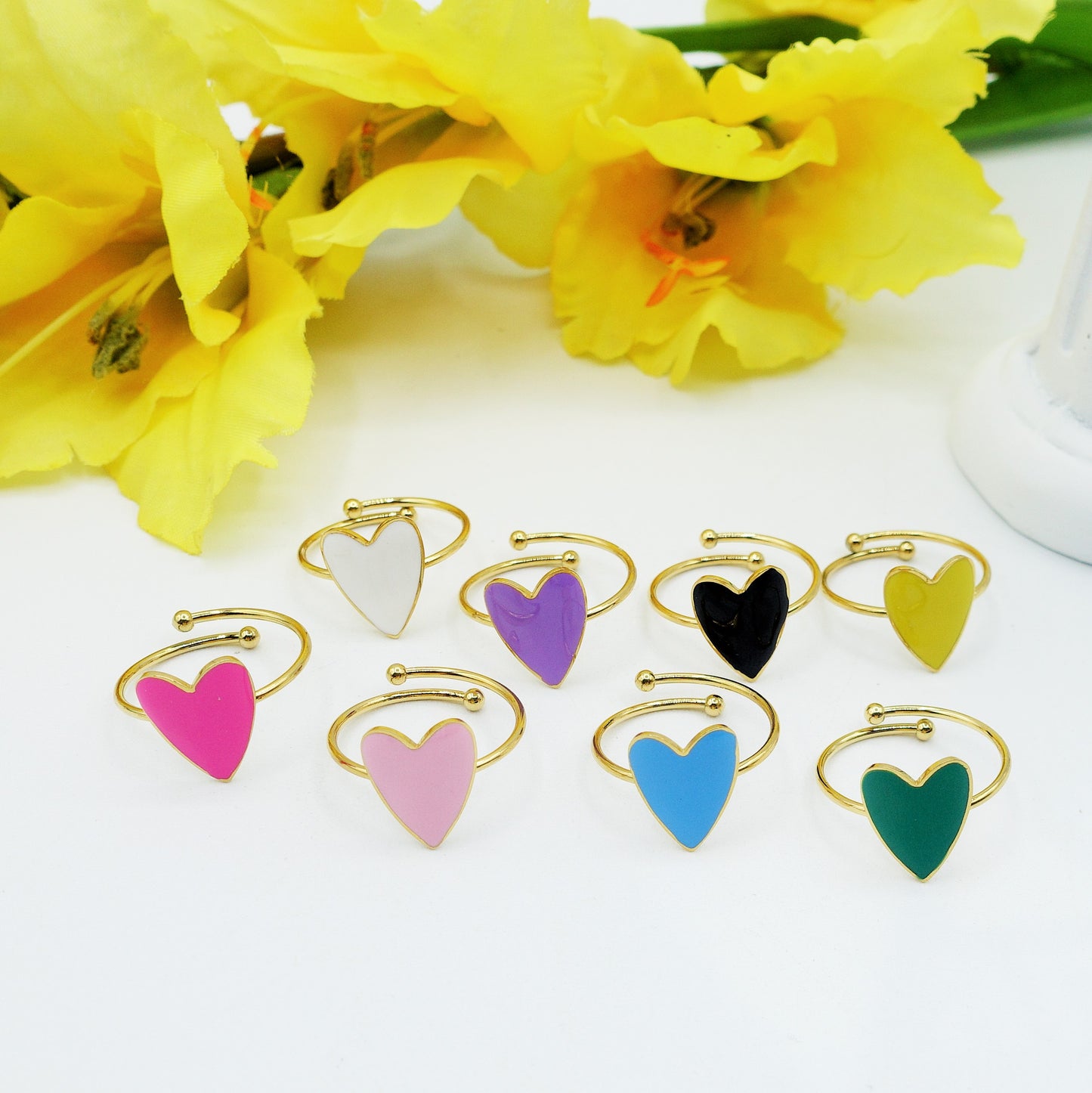 AMOUR ~ Anello SMALTATO regolabile ACCIAIO INOSSIDABILE