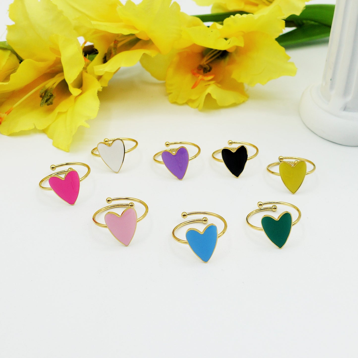 AMOUR ~ Anello SMALTATO regolabile ACCIAIO INOSSIDABILE