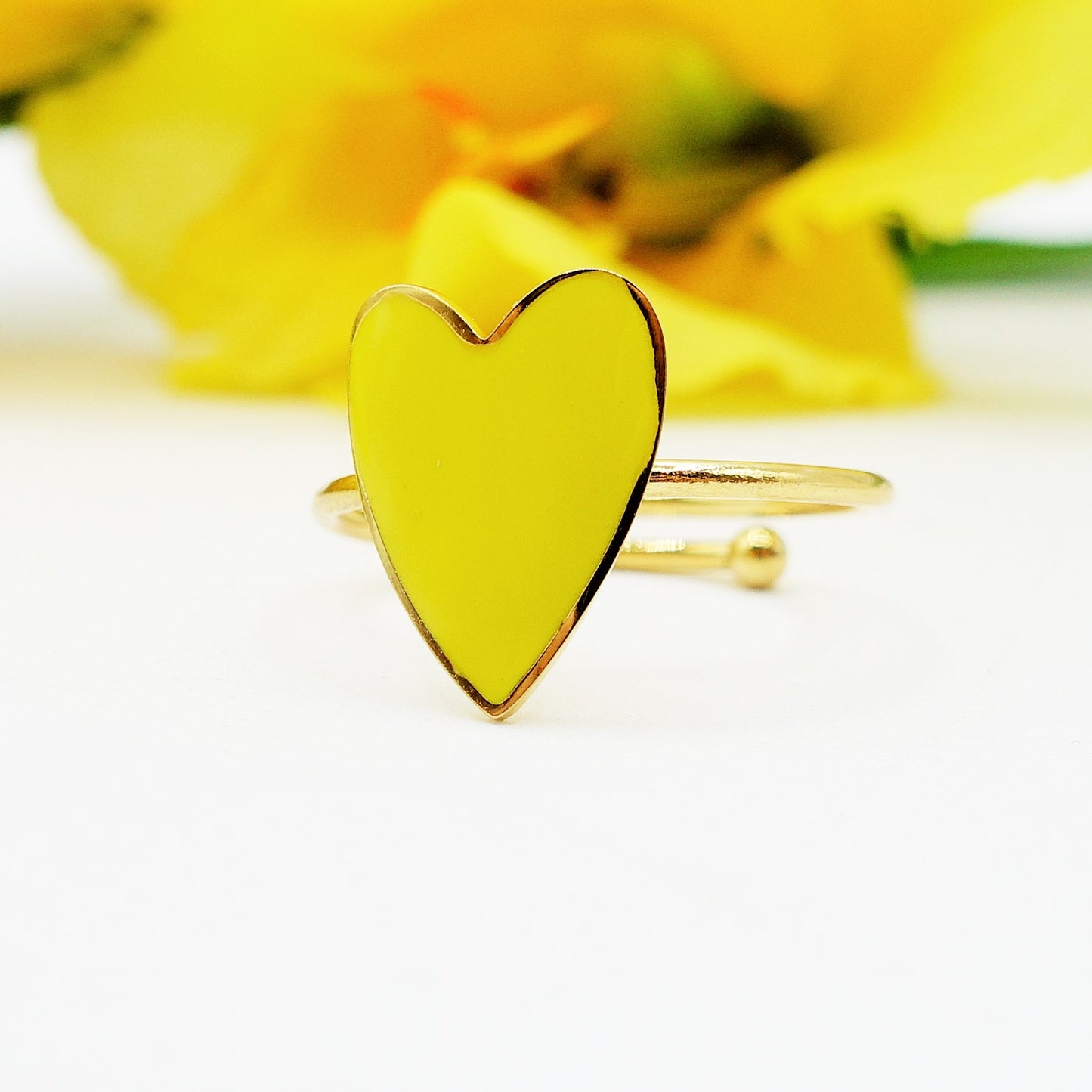 AMOUR ~ Anello SMALTATO regolabile ACCIAIO INOSSIDABILE