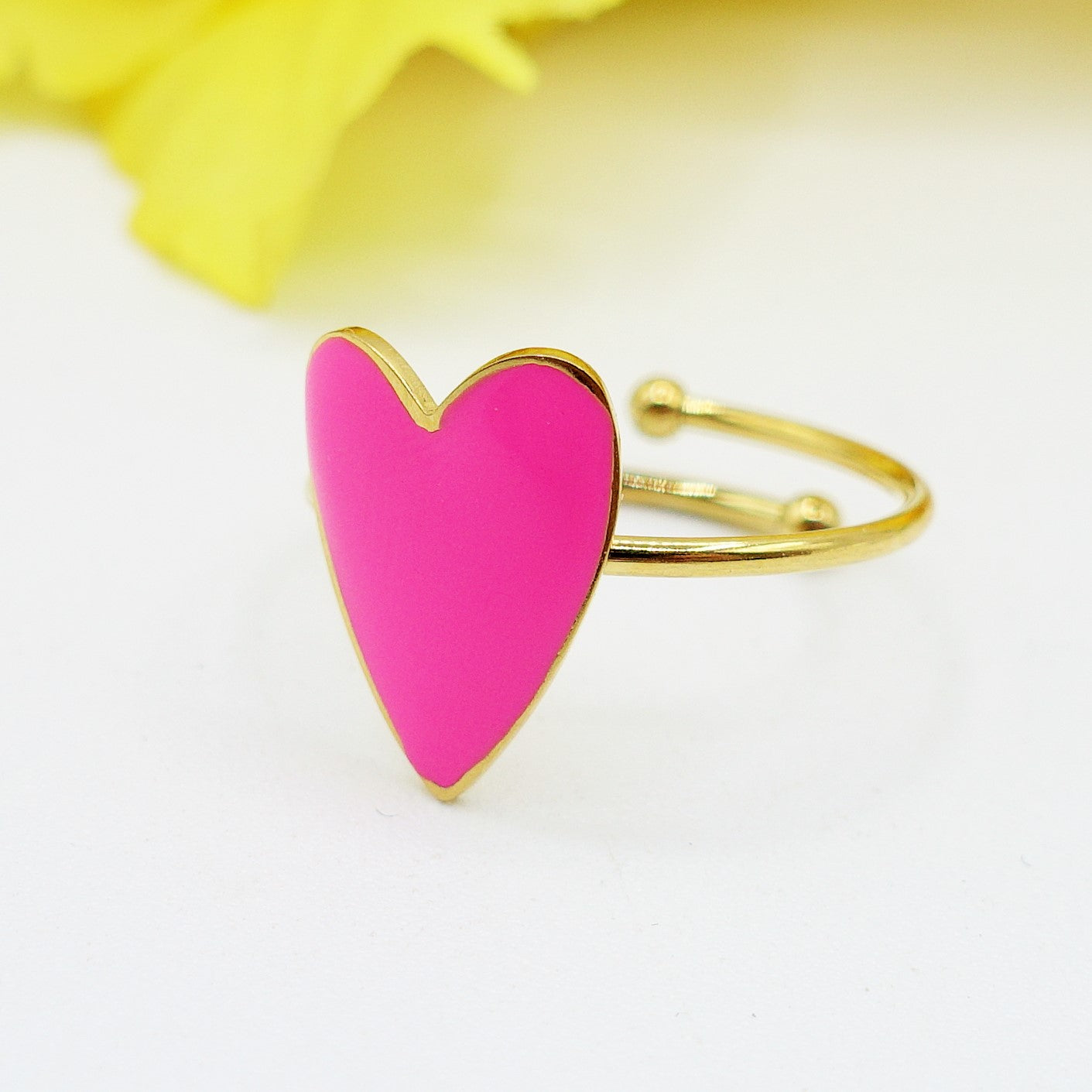AMOUR ~ Anello SMALTATO regolabile ACCIAIO INOSSIDABILE